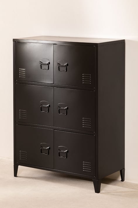 6-door locker drawer 80x40 cm in Pohpli steel - Carbon Black