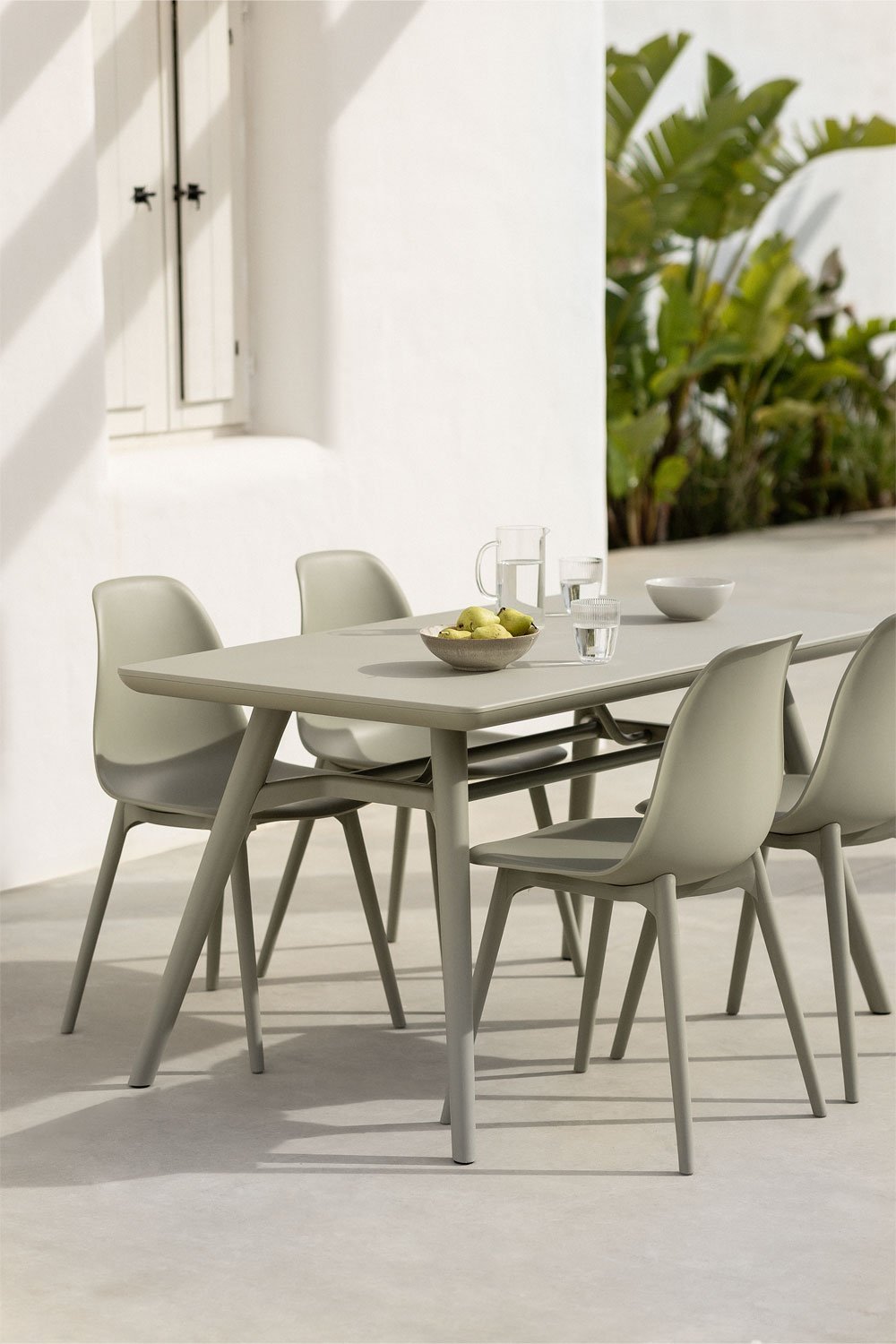 Joane Rectangular Table Set (134x78 cm) and 4 Scand Garden Chairs, gallery image 1