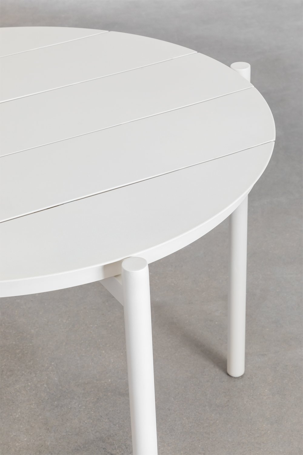Round table set Ø110 cm in Elton aluminum and 4 garden chairs in polypropylene and Lynette steel, gallery image 3