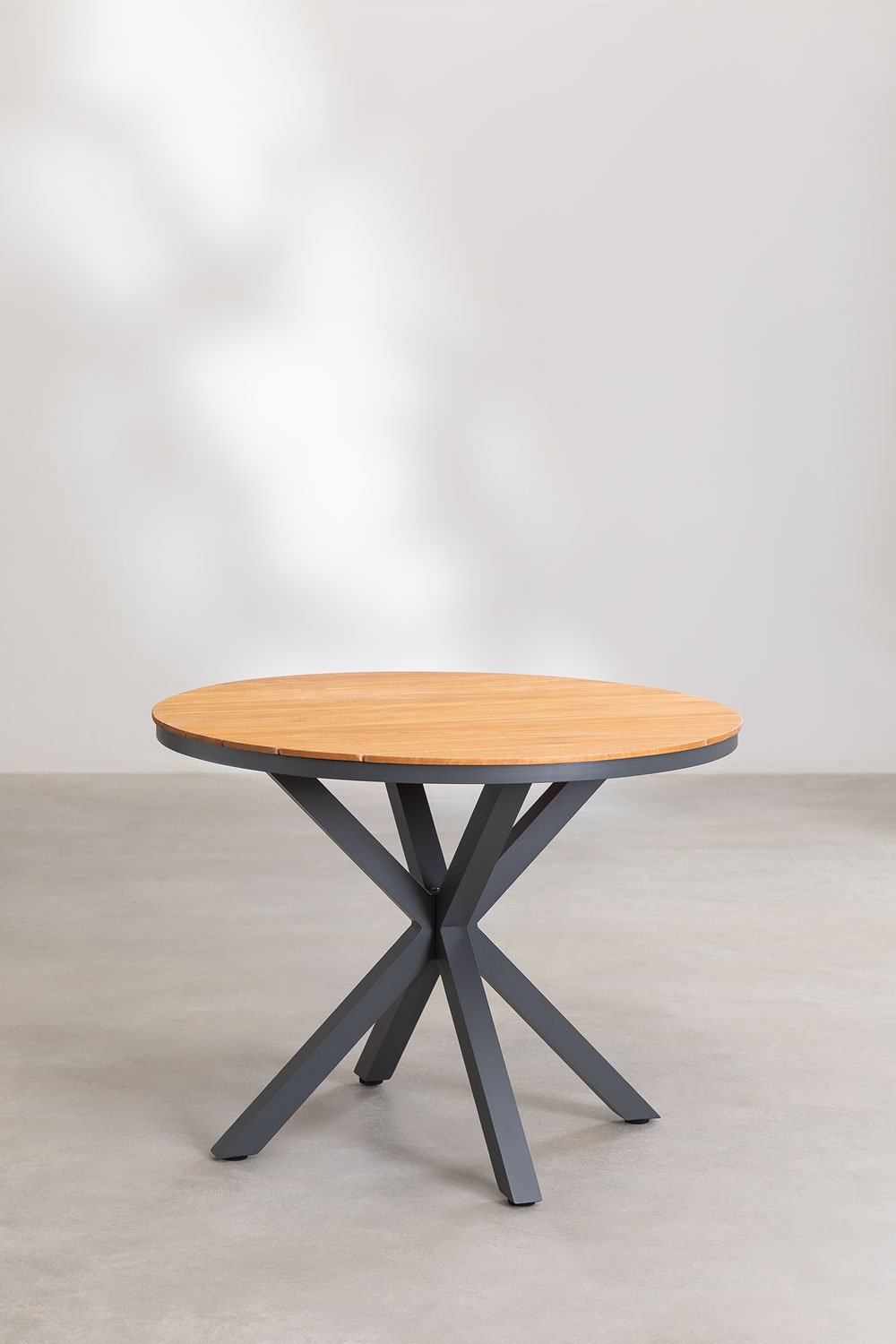Round Aluminium & Eucalyptus Wood Garden Table Archer , gallery image 2