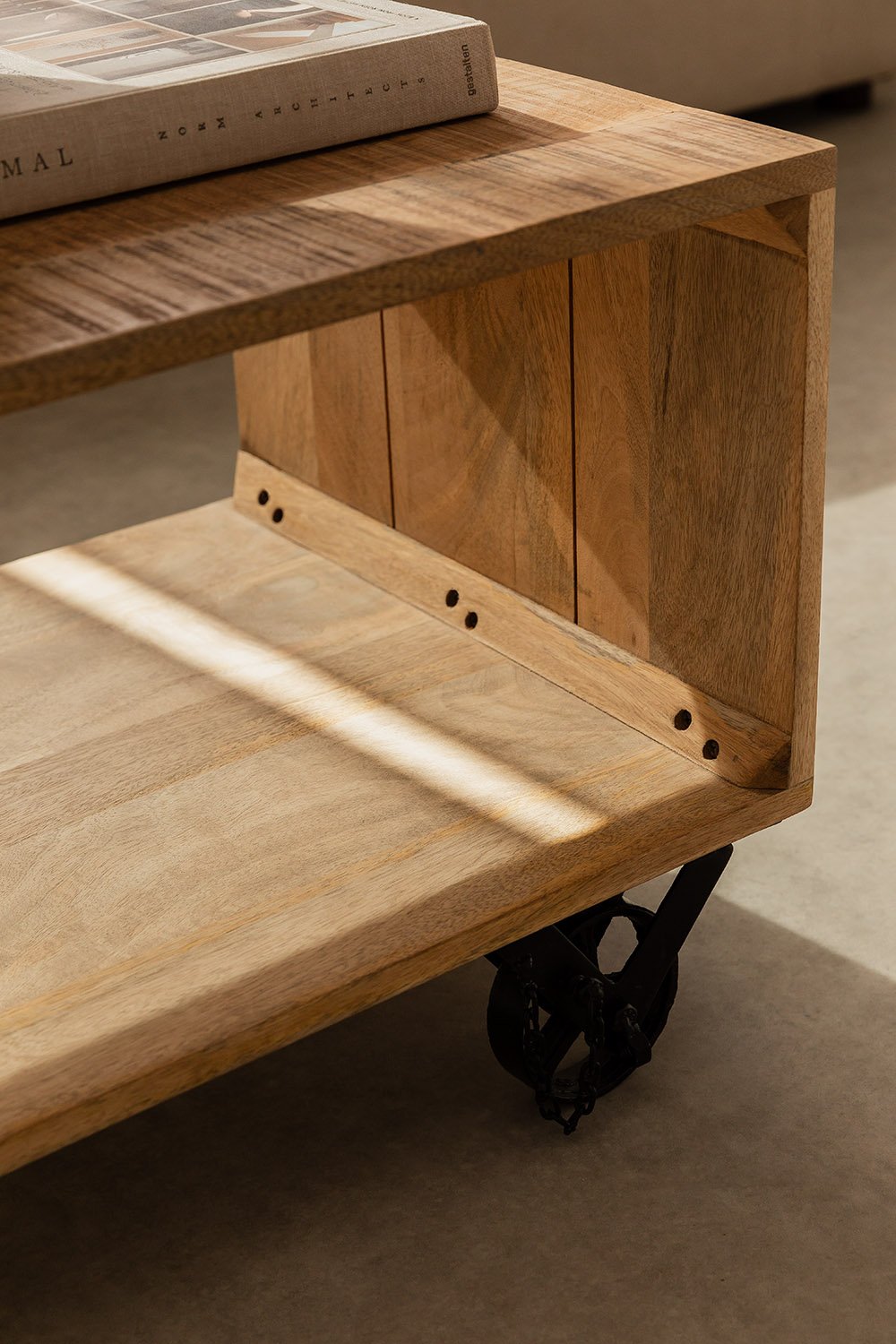 Mango Wood Coffee Table with Olson Wheels , gallery image 2