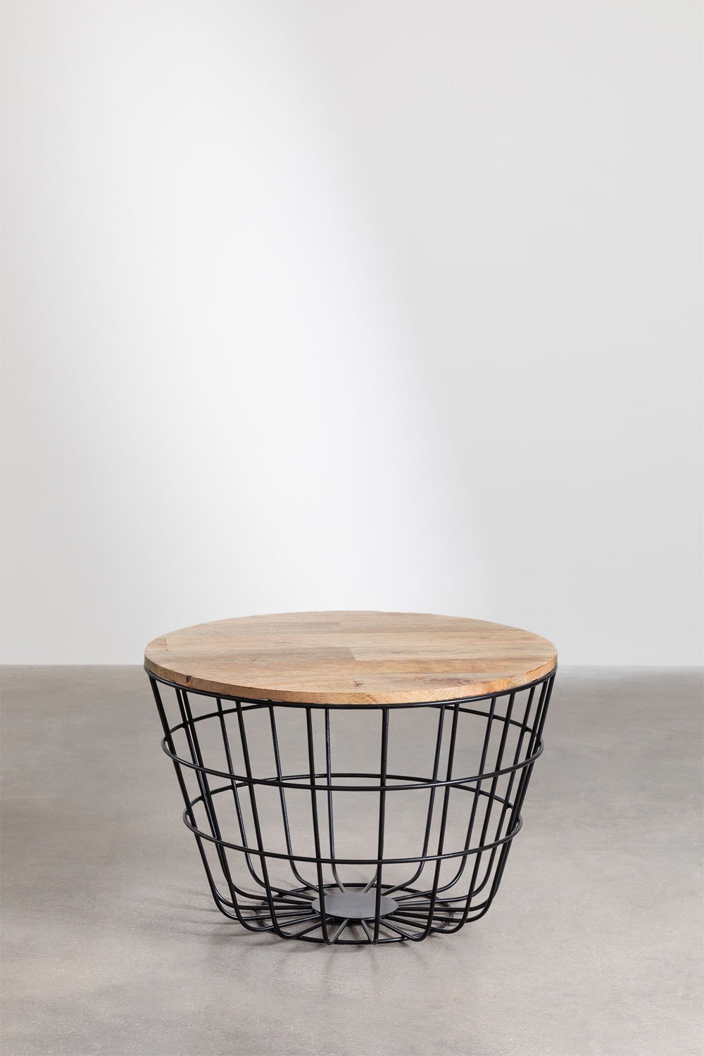 Round coffee table in mango wood and steel (Ø62 cm) Ket, gallery image 2