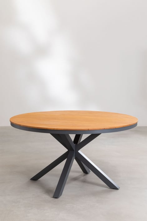 Round Aluminium & Eucalyptus Wood Garden Table Archer