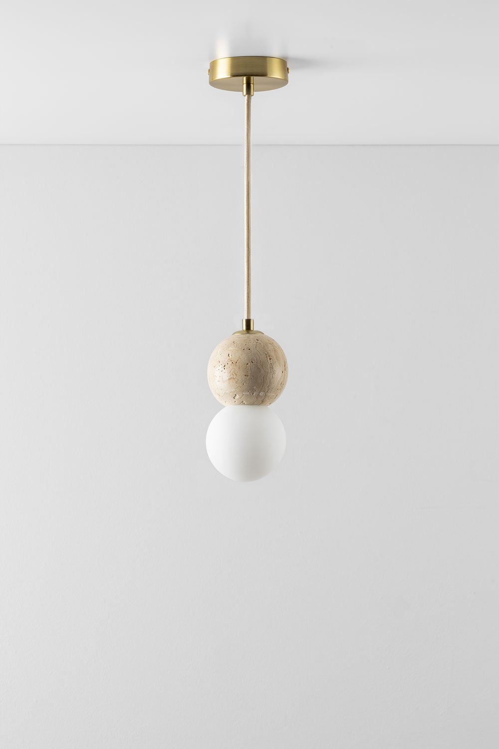 Davise Travertine Crystal Ball Ceiling Lamp, gallery image 1