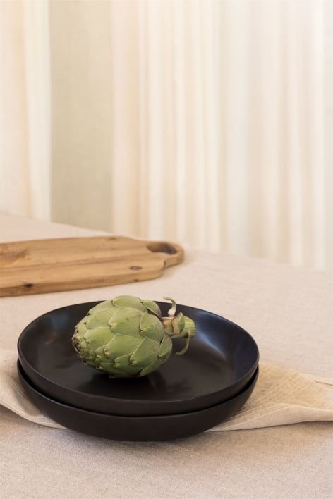 Pack of 2 Belvere stoneware soup plates - Black