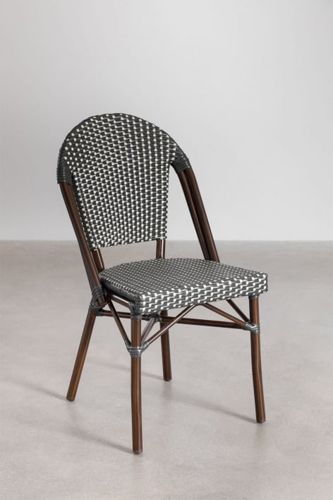 Stackable Garden Chair in Aluminum and Synthetic Rattan Brielle Bistro