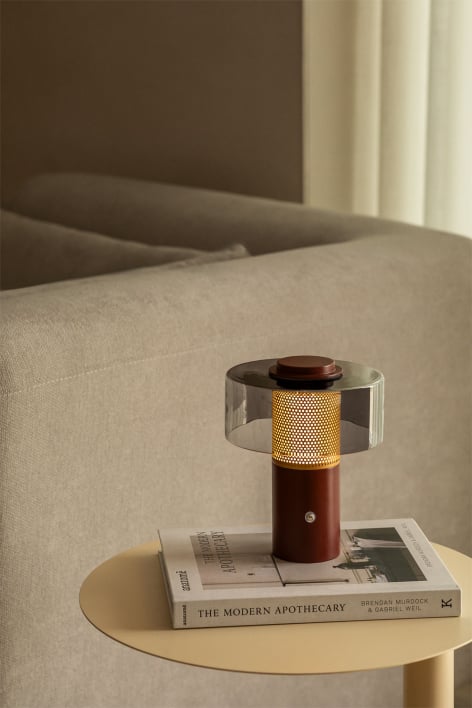 Elfriede Glass and Steel LED Table Lamp