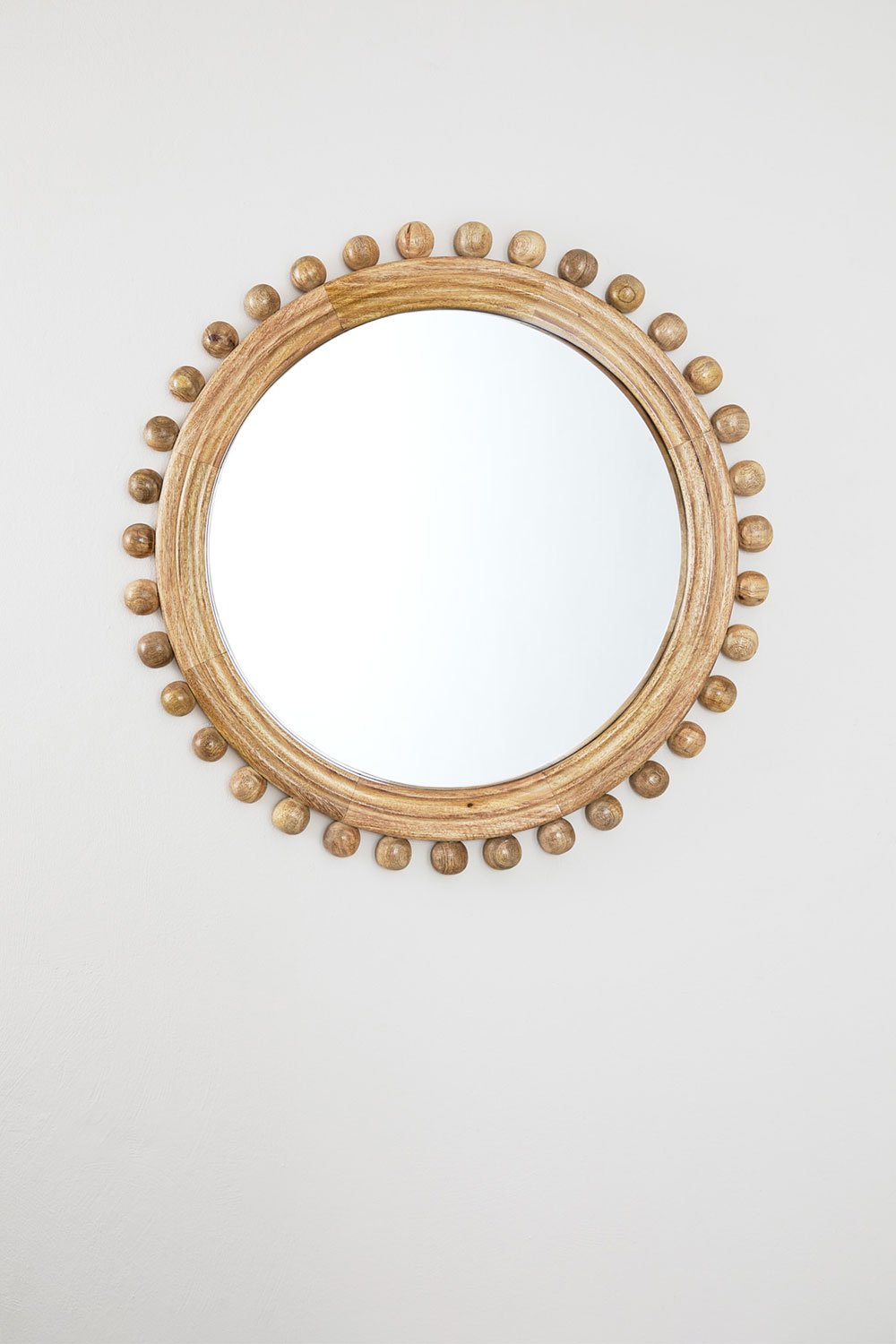 Round mango wood wall mirror (Ø80 cm) Joey, gallery image 2