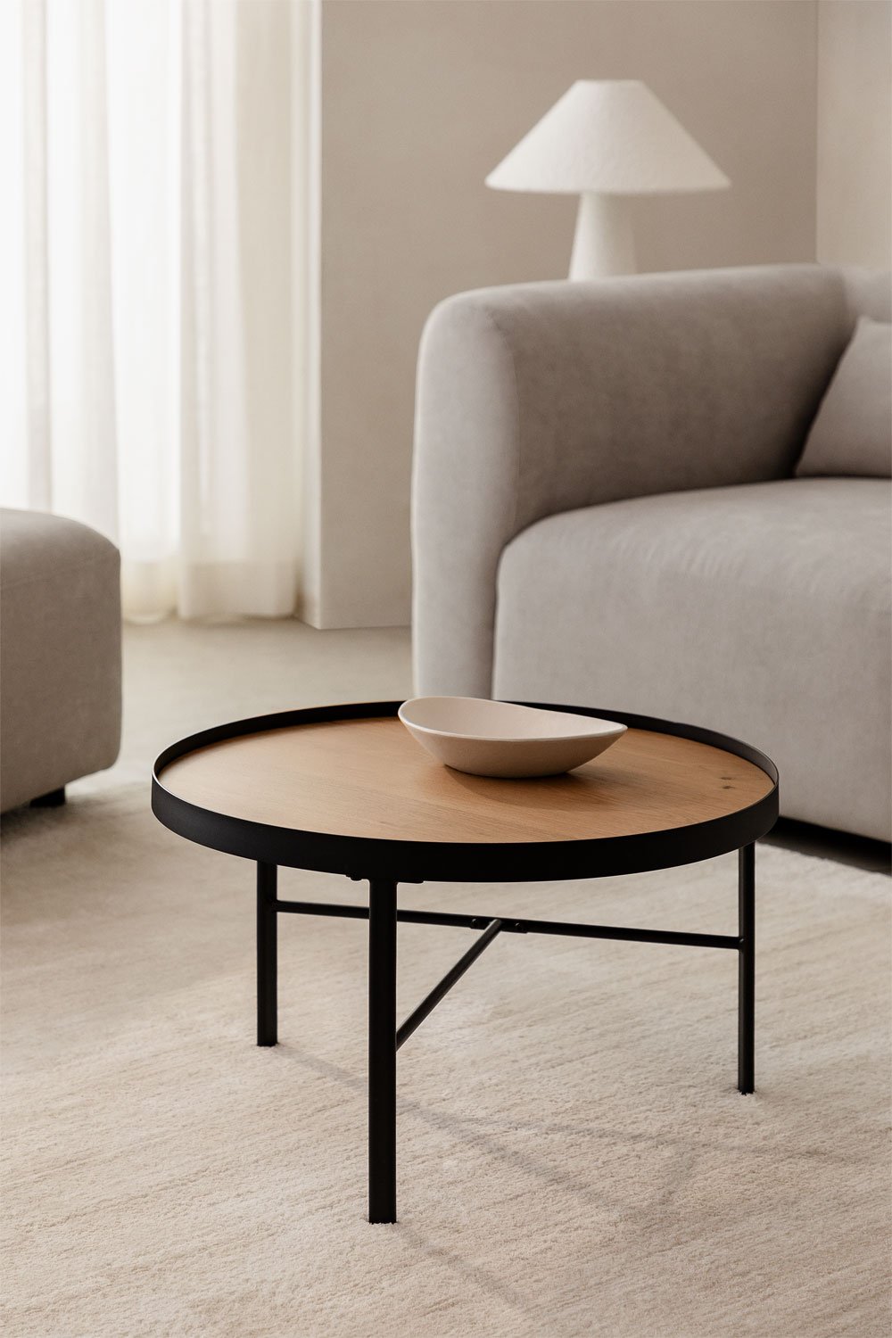 Round Coffee Table in Wood and Steel (Ø60 cm) Gomera, gallery image 1