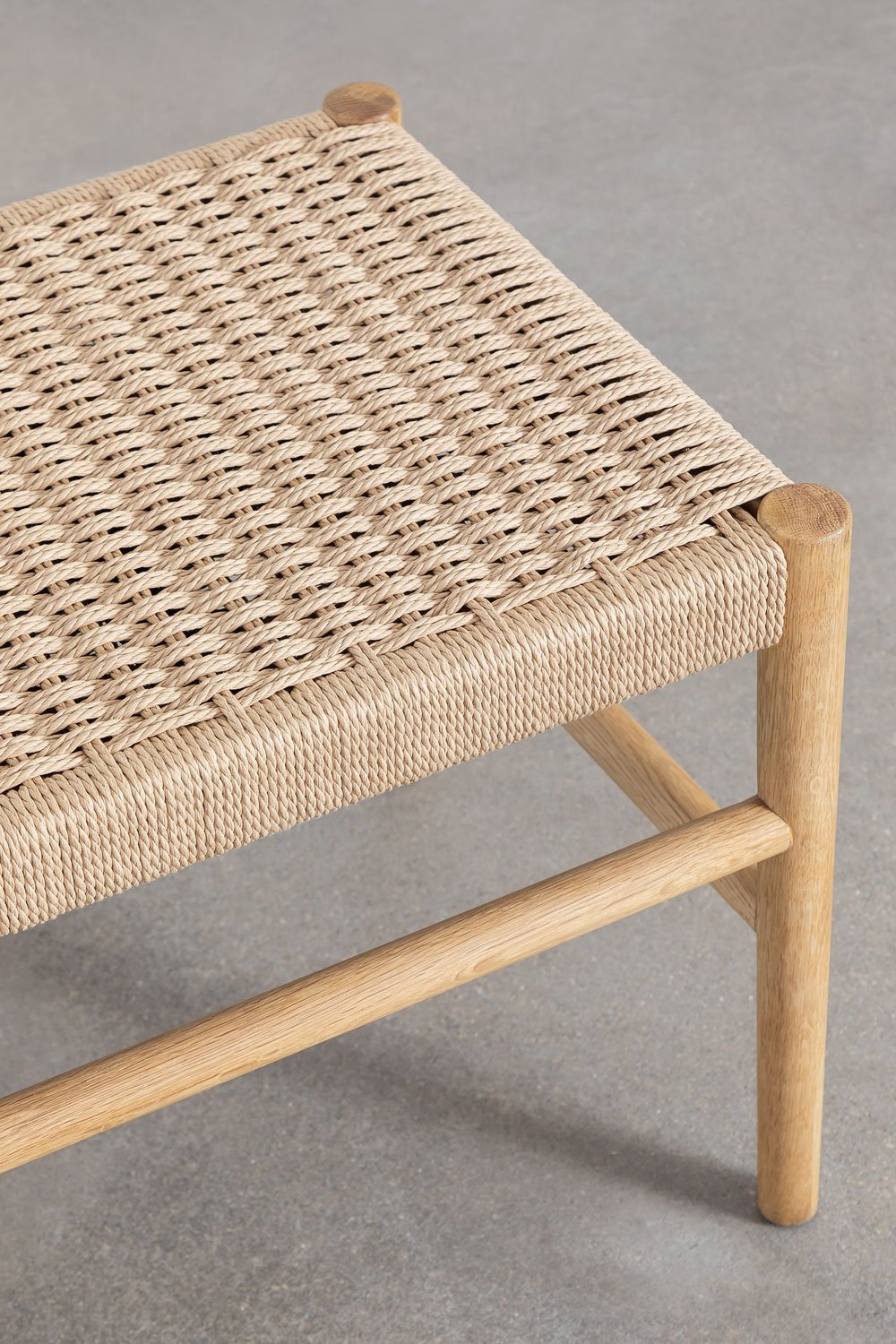 Bench in oak wood and braided rope Mara, gallery image 5