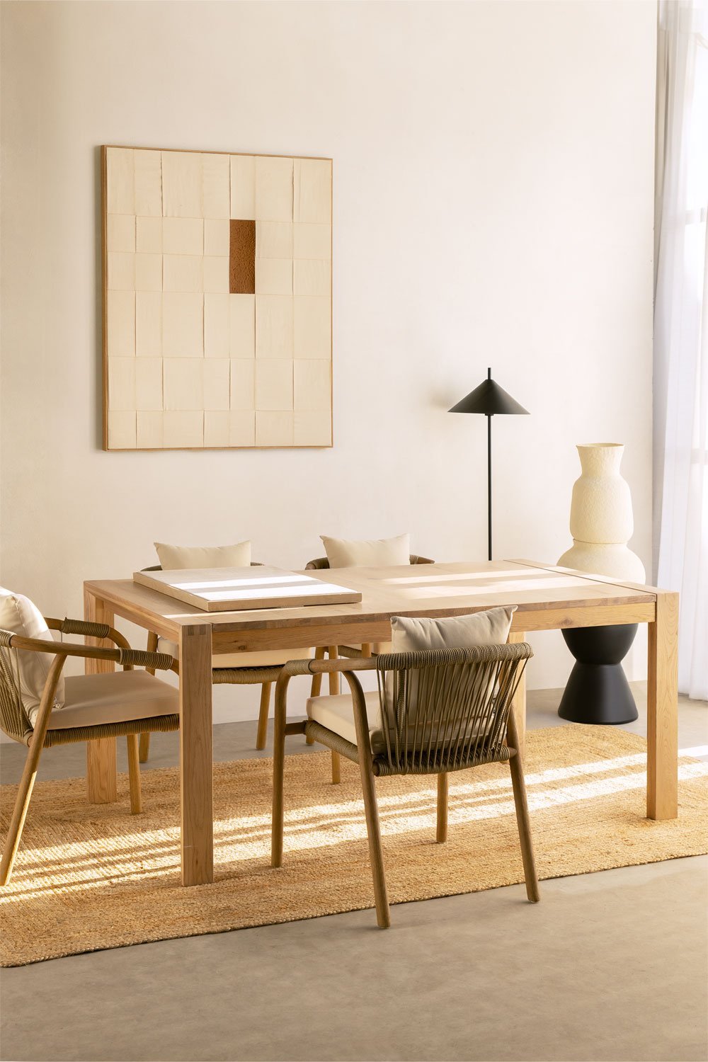 Extendable Rectangular Wooden Dining Table (170-260x95 cm) Quëbi, gallery image 1