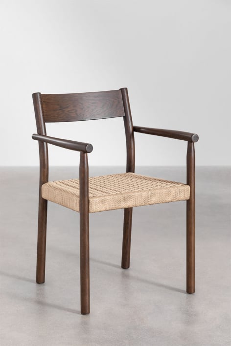 Pack of 2 Dining Chairs in Oak Wood and Mara Braided Rope