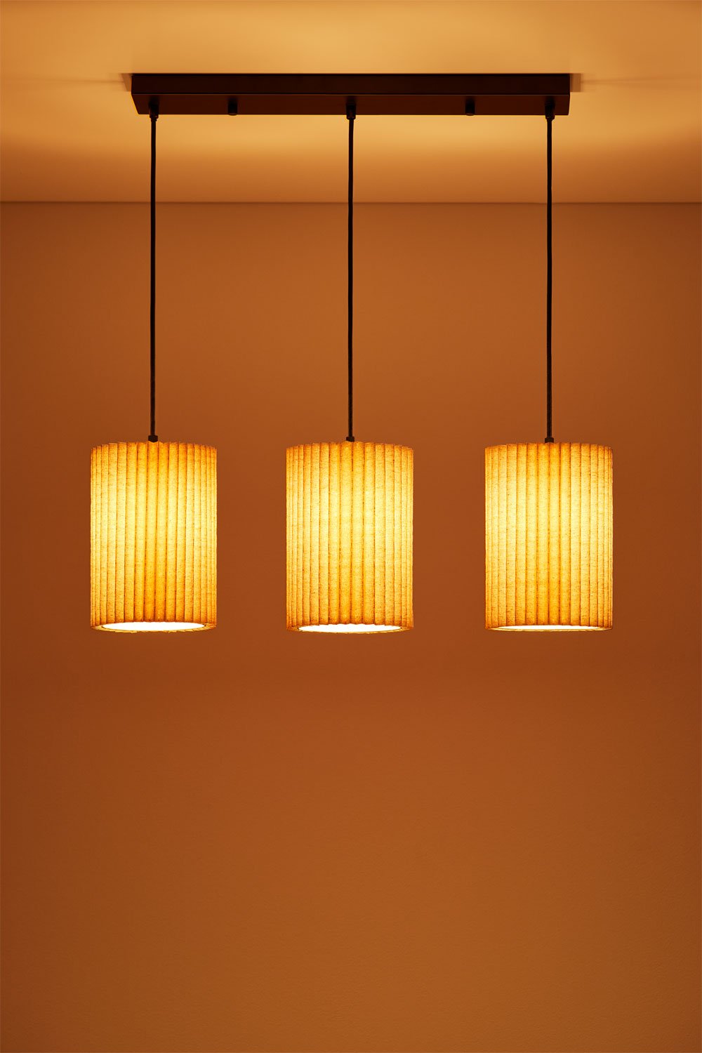 Linen and Metal Ceiling Lamp with 3 Light Points Quintelia, gallery image 2