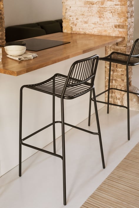 High stool 75 cm stackable in carbon black steel Elton