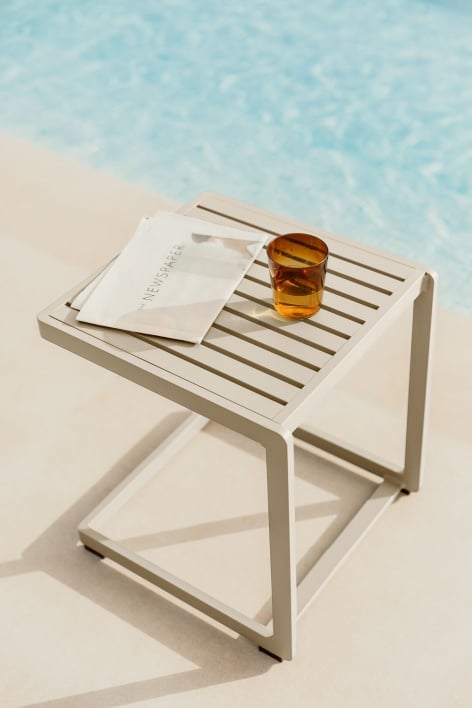 Square Garden Side Table 40x40 cm in Aluminum Dulem