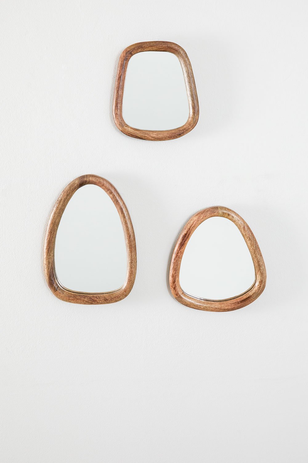 Set of 3 Mango Wood Wall Mirrors Gabael Design, gallery image 1