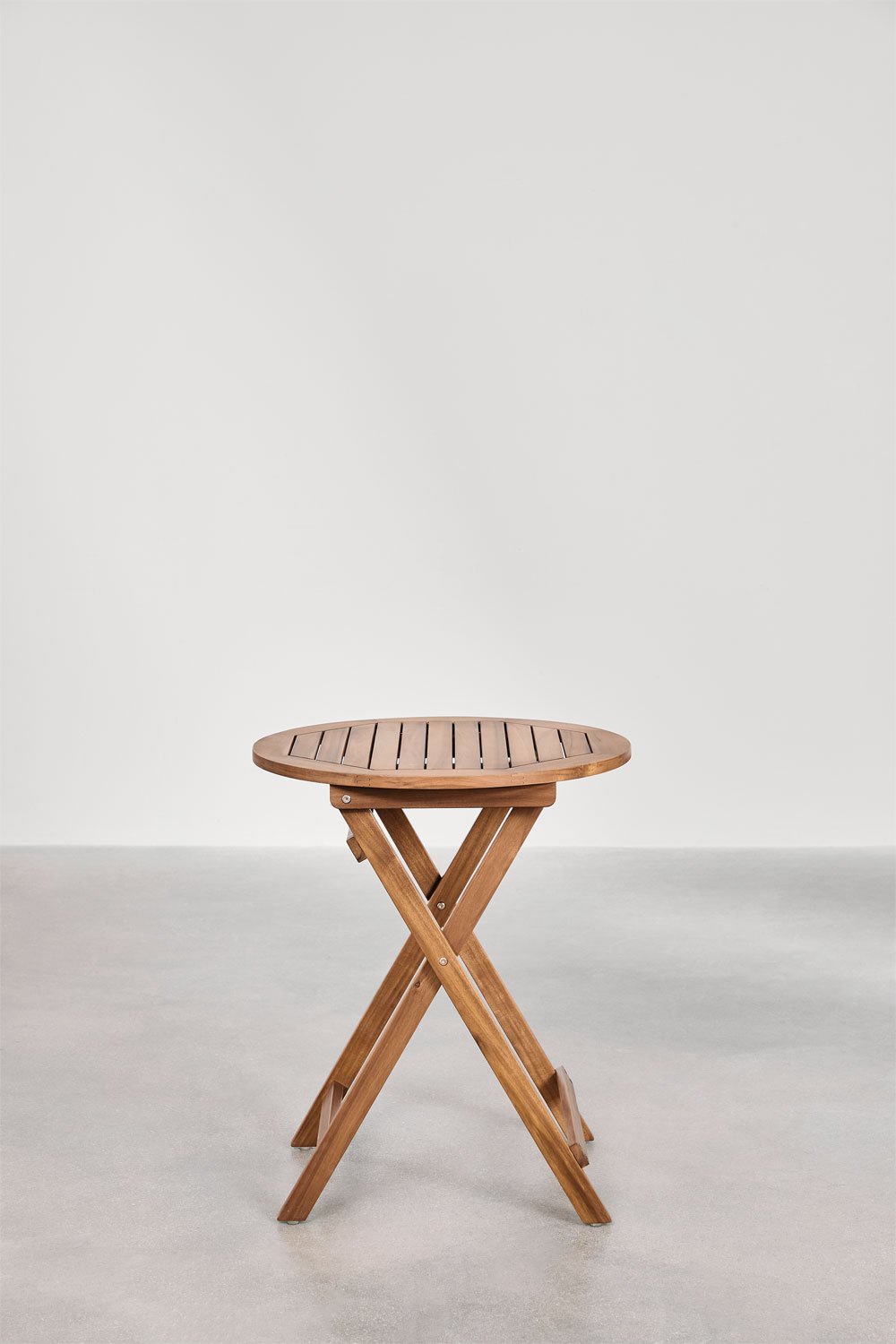 Round Folding Garden Table in Acacia Wood (Ø60 cm) Delawer, gallery image 2