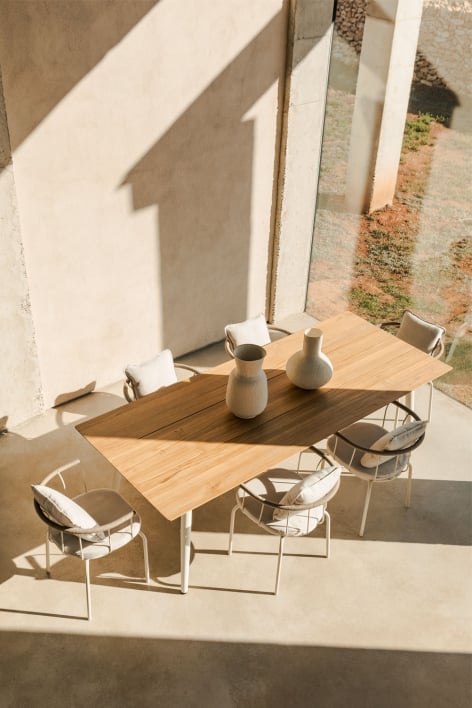 Rectangular Dining Table in Teak Wood and Aluminum (240x100 cm) Lowel
