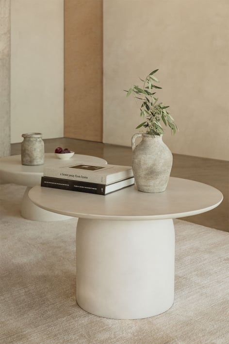 Round Coffee Table in Cemento (Ø75 cm) Layana