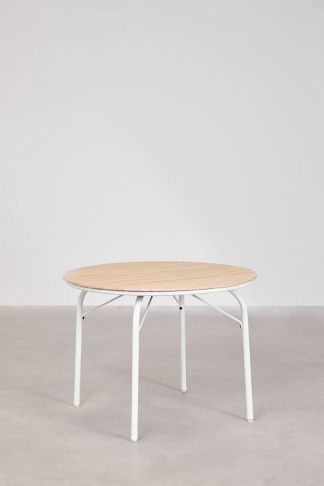 Round garden table Ø100 cm in aluminum and acacia wood Basper