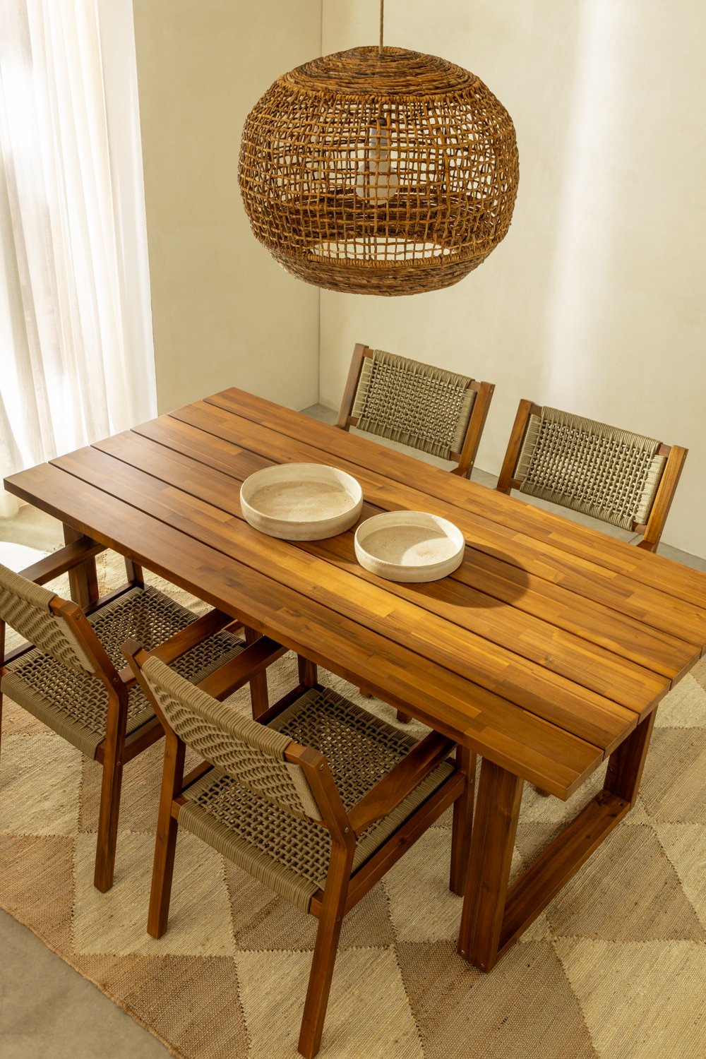 Rectangular Dining Table in Acacia Wood (180x90 cm) Saveria, gallery image 1