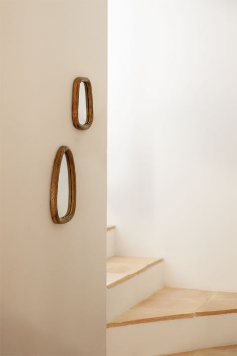 Set of 2 wall mirrors in mango wood Gabael Design