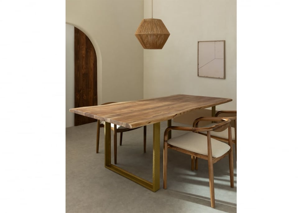Rectangular Acacia Wood Dining Table (220x105 cm) Assier - Acacia Brown