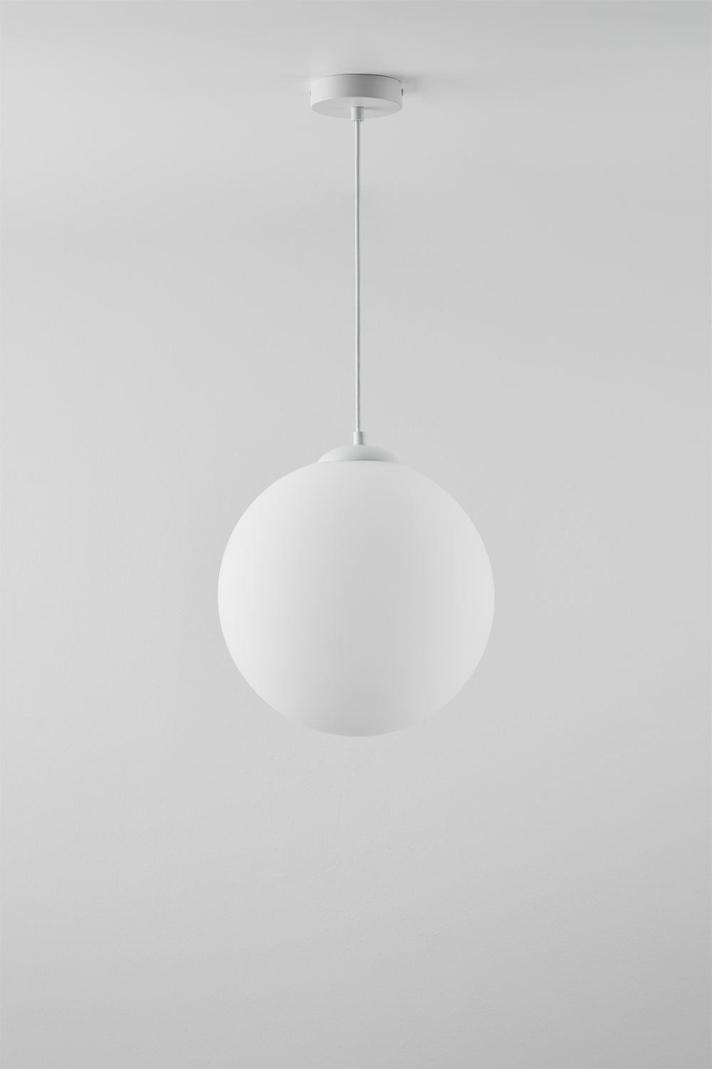 Hanging ceiling lamp in iron with Uvol crystal ball, gallery image 1