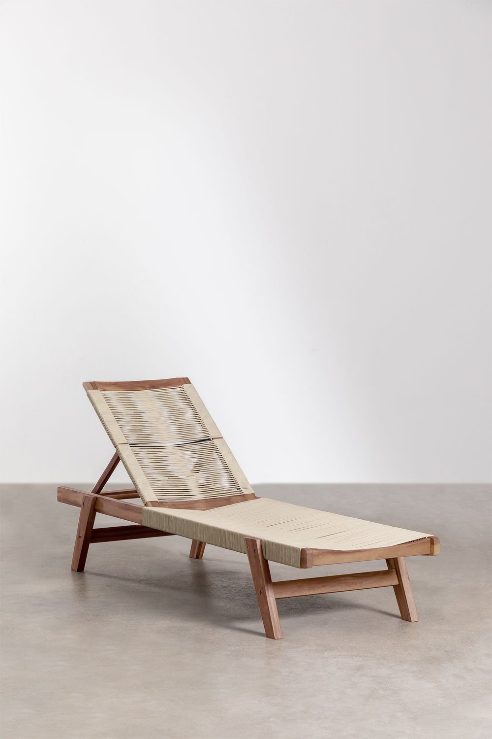 Tenay reclining lounger in acacia wood, gallery image 2