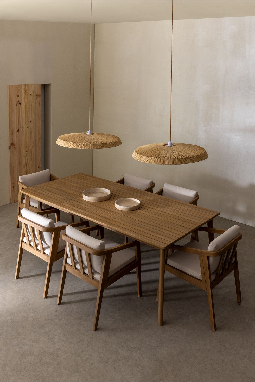 Kaela Acacia Wood Rectangular Dining Table, gallery image 1