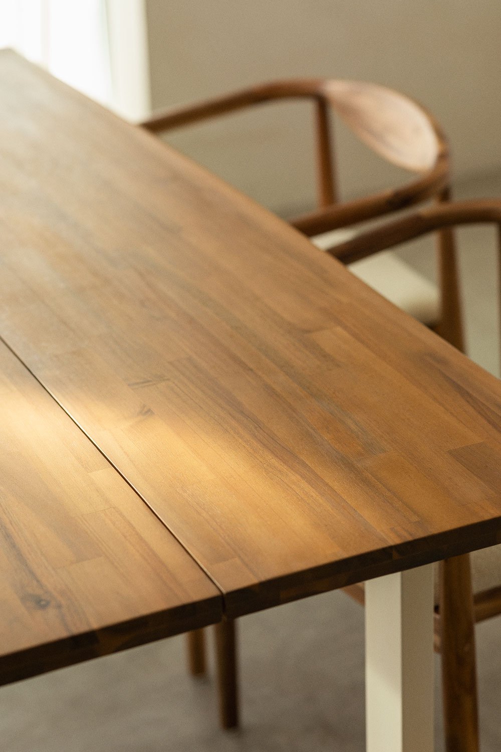 Rectangular dining table in acacia wood and steel (180x90 cm) Maupi, gallery image 2