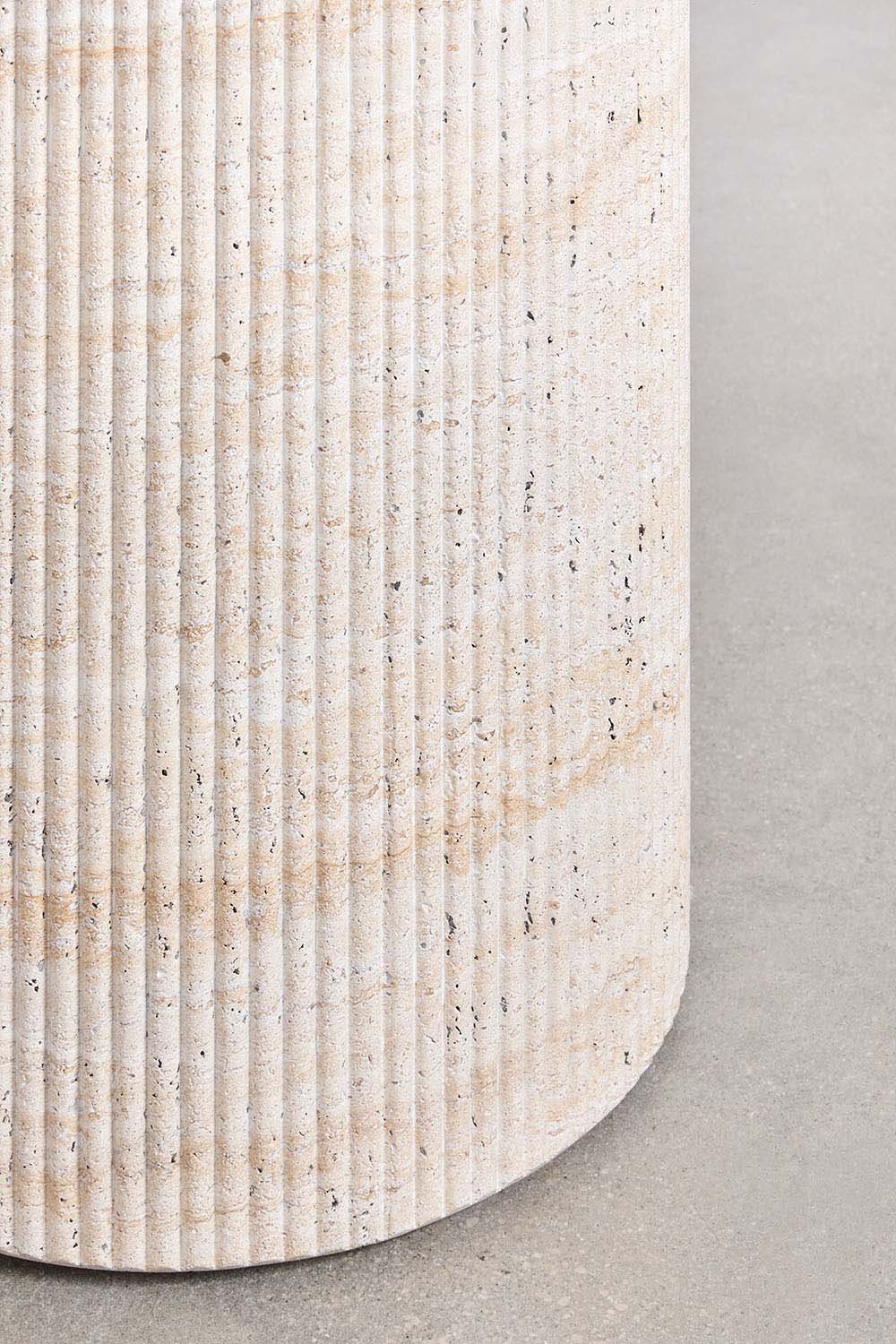 Round dining table Ø100 cm in travertine-look cement Velia, gallery image 5