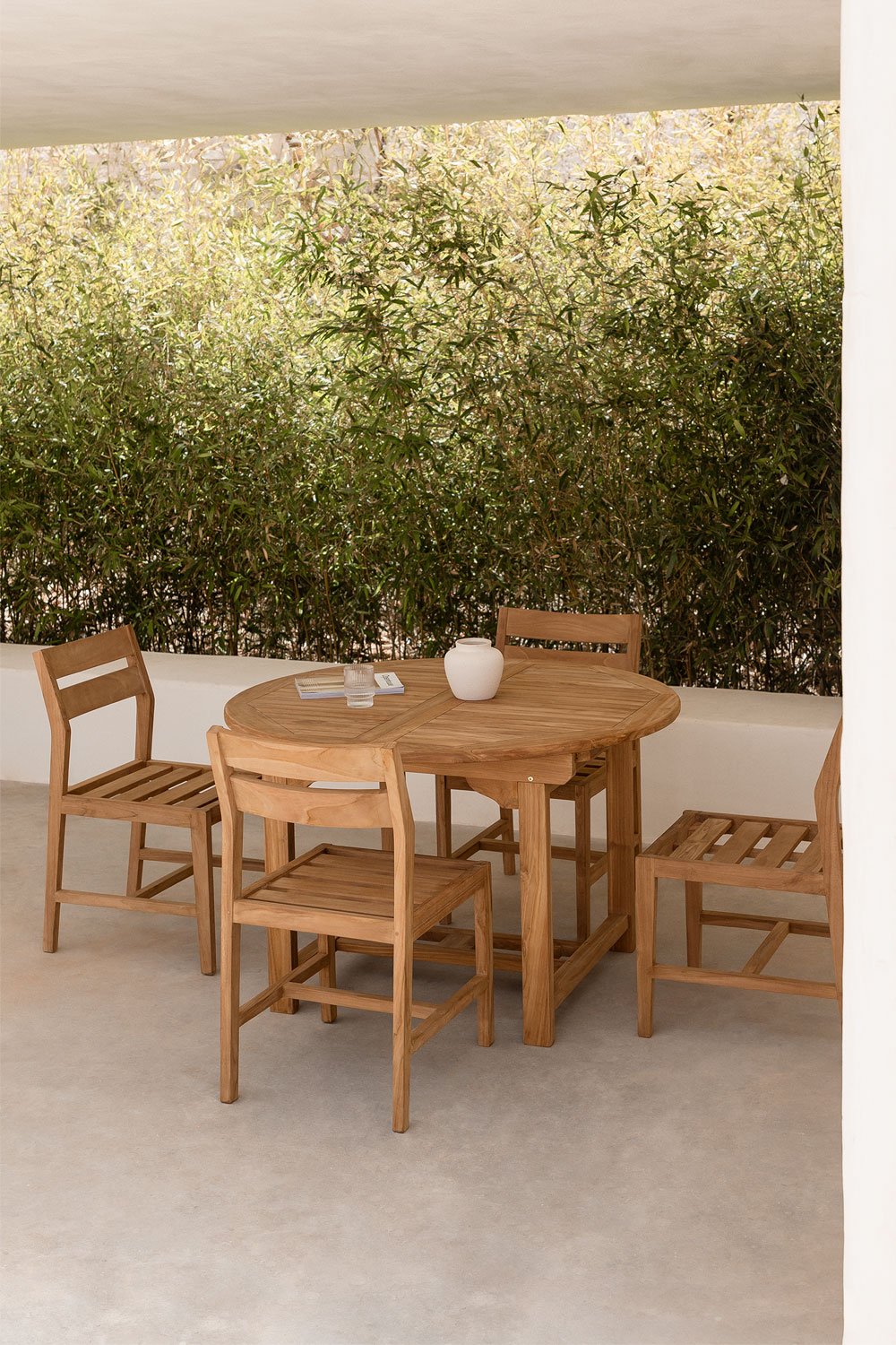 Extendable Garden Table in Teak Wood (120-170x120 cm) Pira , gallery image 1