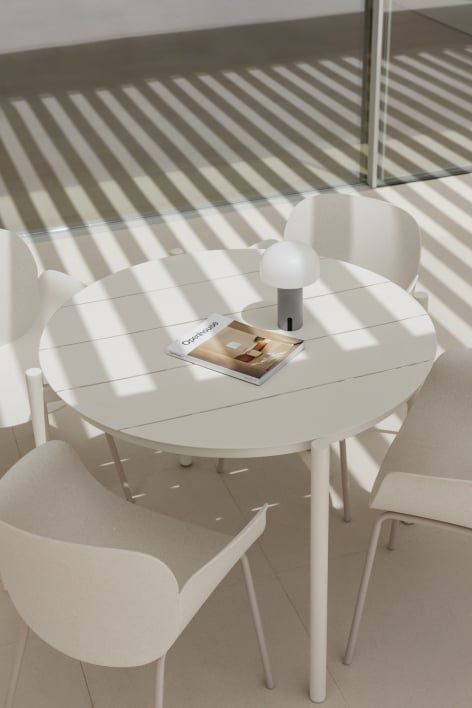 Elton Round Aluminum Table Set (Ø110 cm) and 4 Lynette Garden Chairs