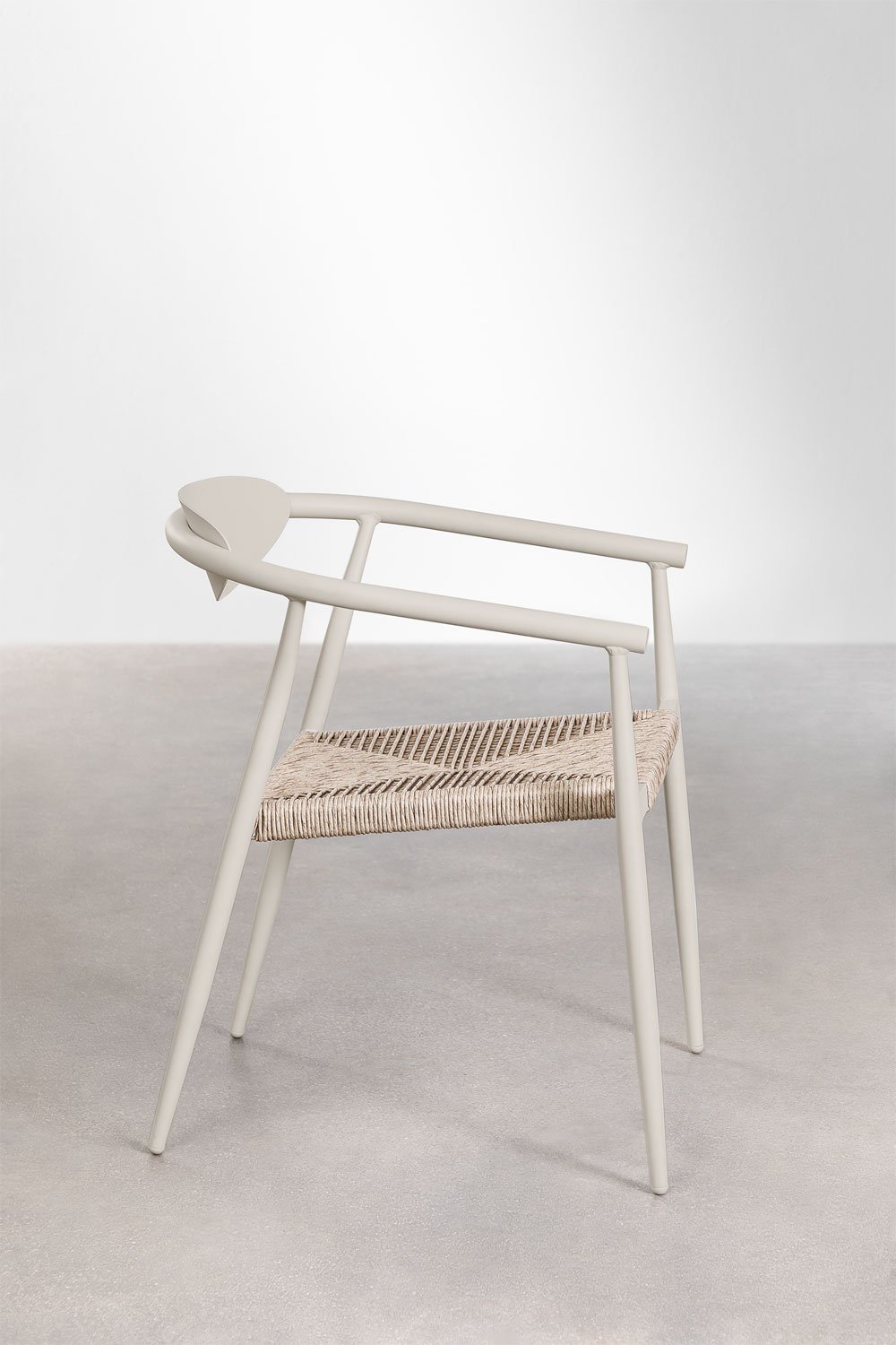 Marsha Stackable Garden Chair with Armrests in Aluminum and Synthetic Rattan, gallery image 4