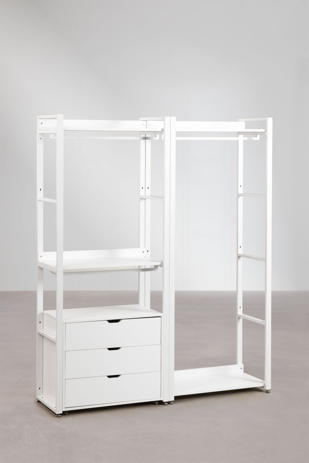 2-Piece Open Modular Wardrobe with Chest and Drawers in Steel and Wood Ariaster , gallery image 2