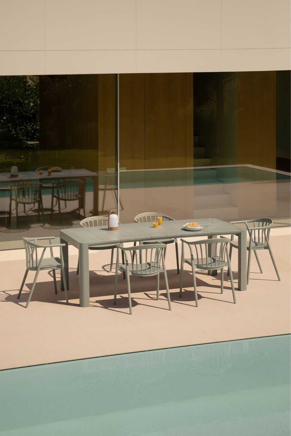 Arnadine rectangular table set (180x100 cm) and 6 Ivor garden chairs, gallery image 1