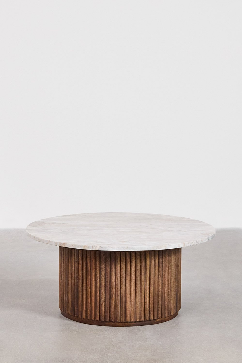 Giselda Round Marble and Mango Wood Coffee Table, gallery image 2