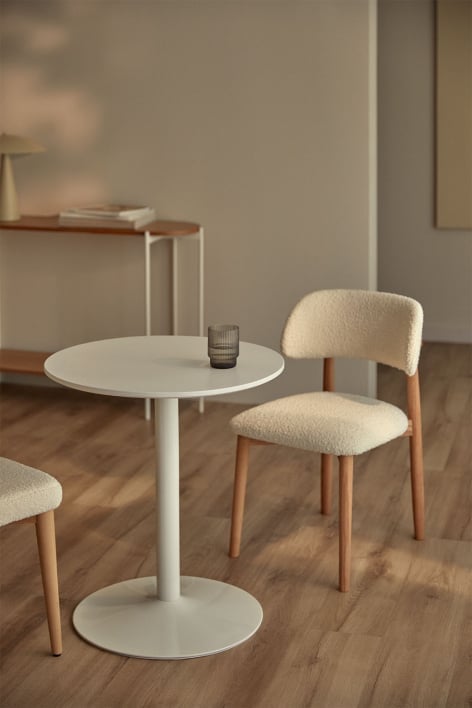 Round dining table in MDF and iron Yvetta - White