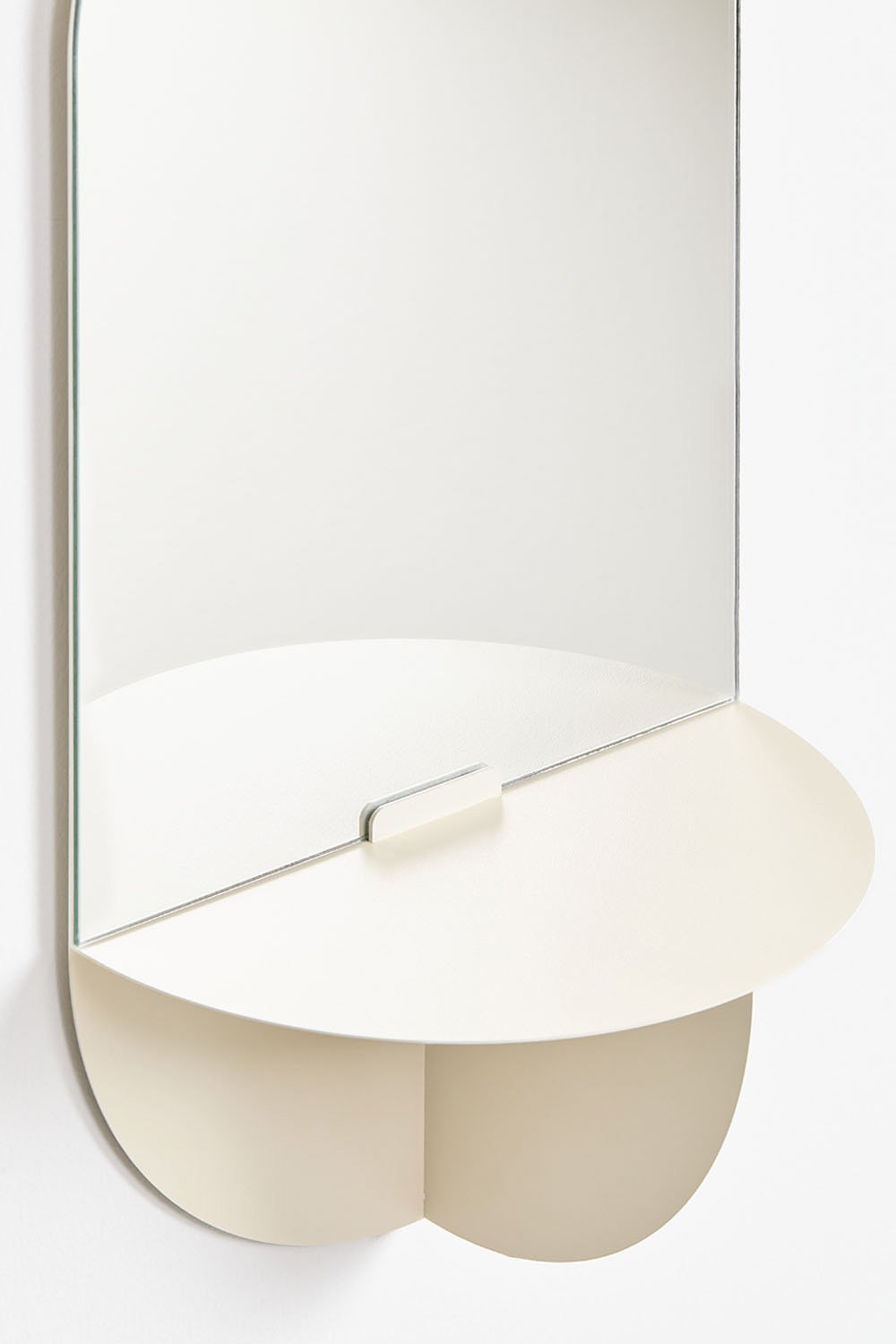 Oval wall mirror 30x60 cm with Nubino steel shelf, gallery image 3