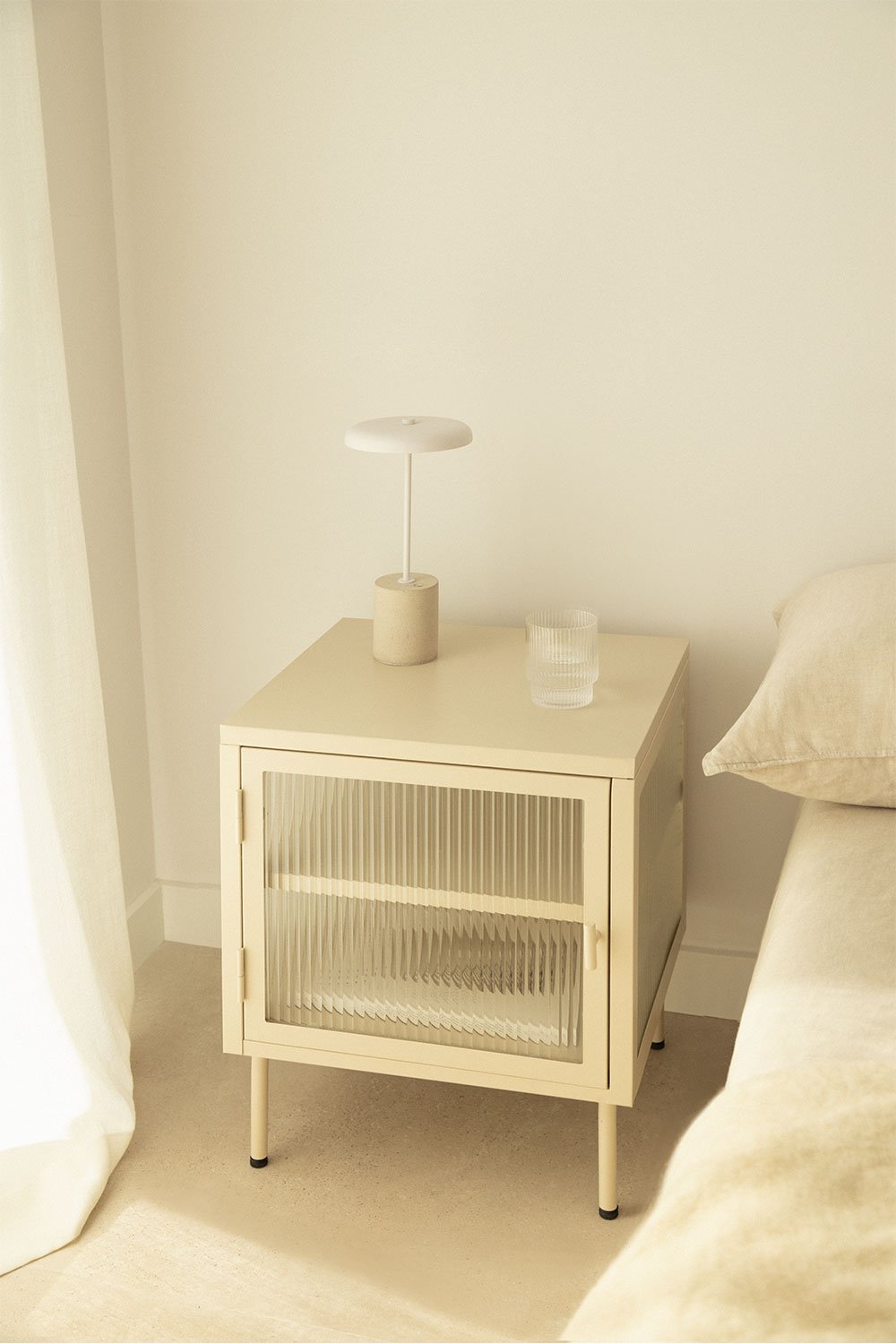 Paoline steel and glass nightstand, gallery image 1