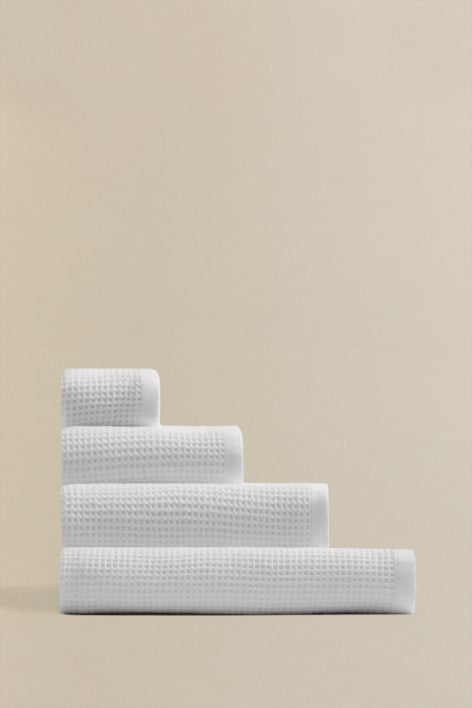 Fiorala waffle cotton towel - White