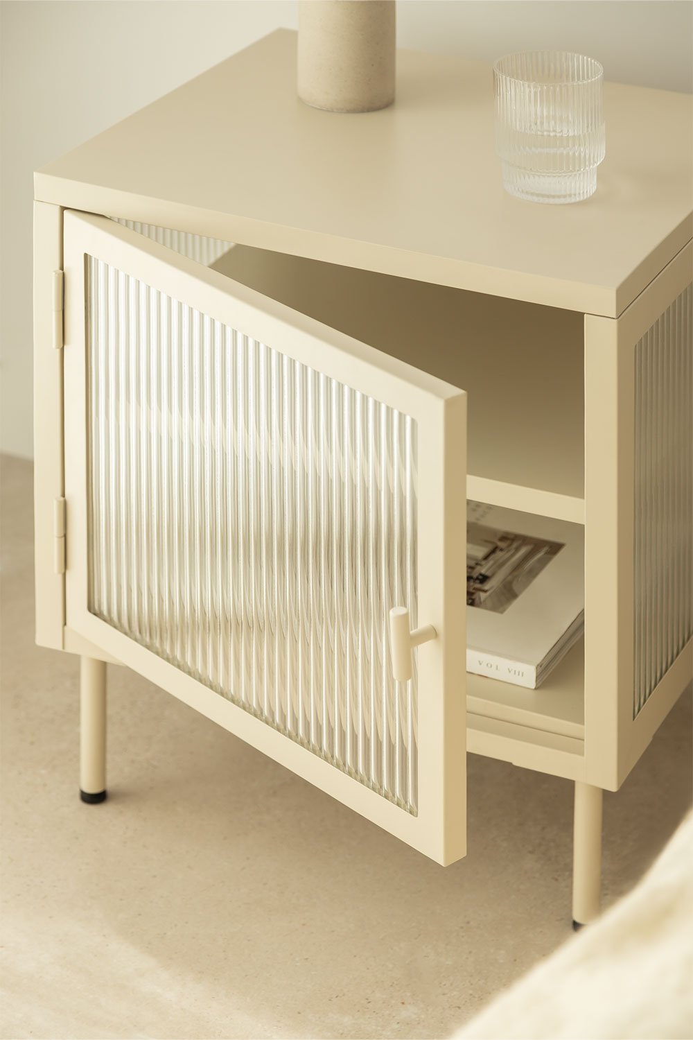 Paoline steel and glass nightstand, gallery image 2