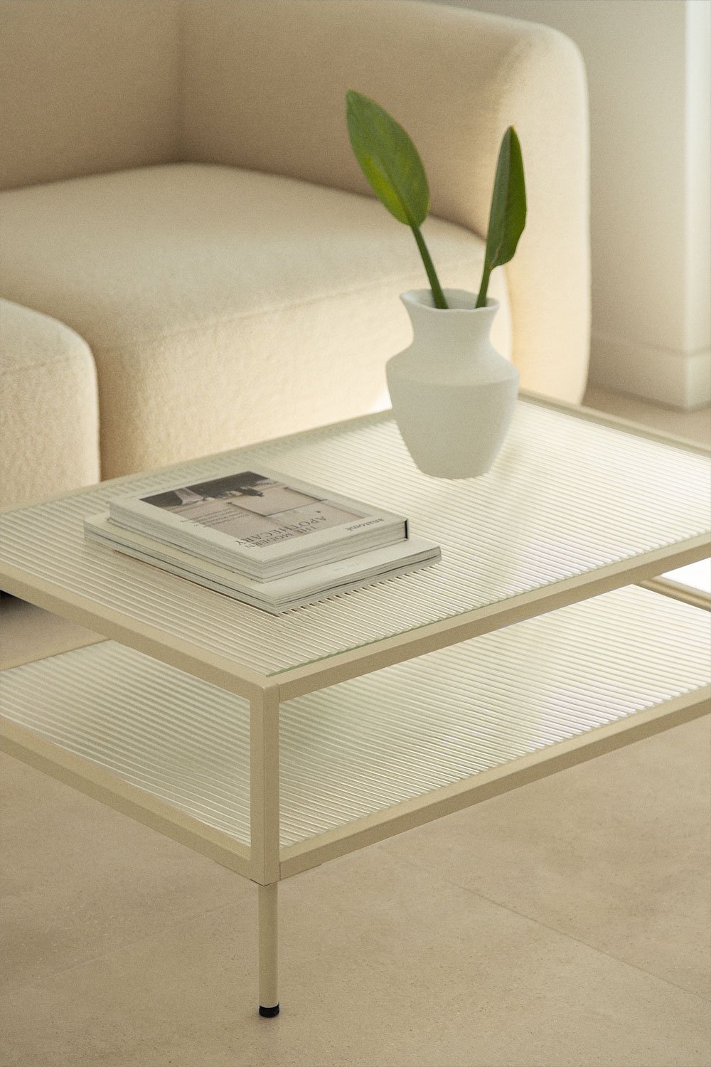 Paoline rectangular steel and glass coffee table, gallery image 2