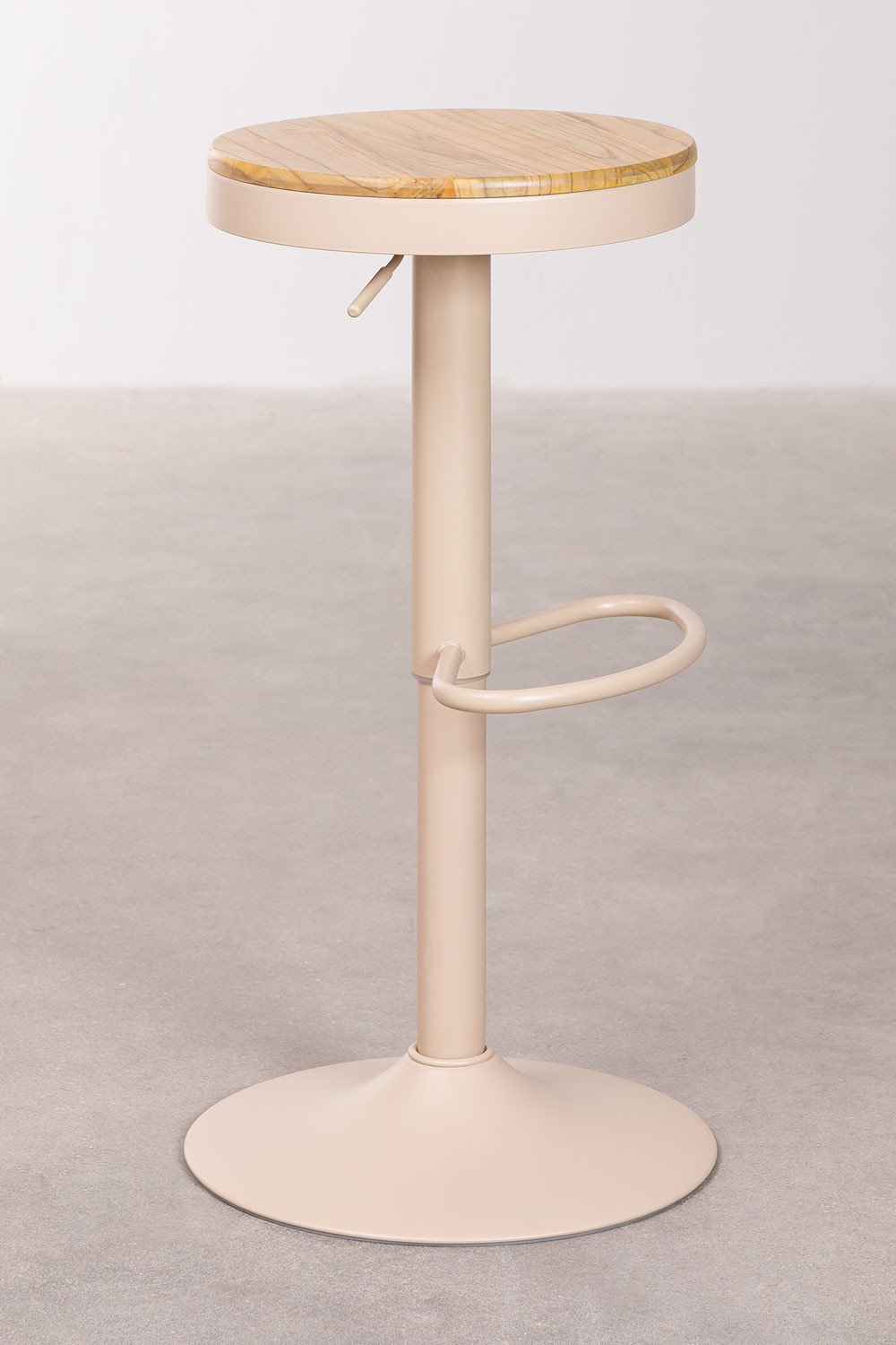2-Pack adjustable high stools in linen beige steel and elm wood Bardder, gallery image 2
