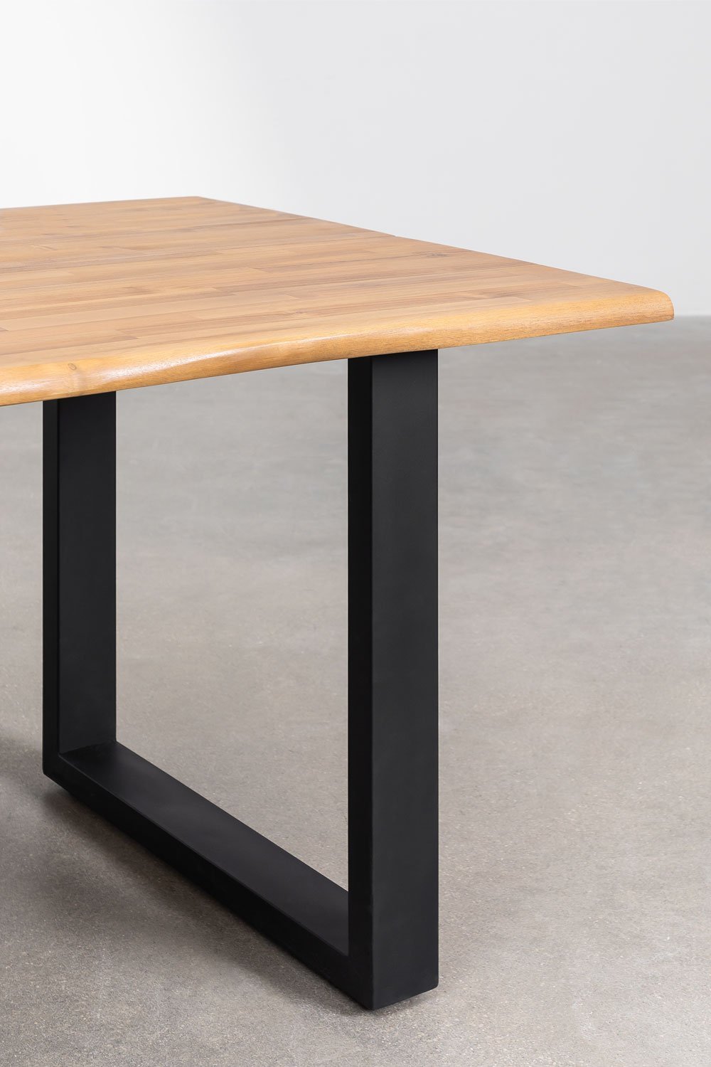 Rectangular dining table in acacia wood and steel (180x90 cm) Maupi, gallery image 3