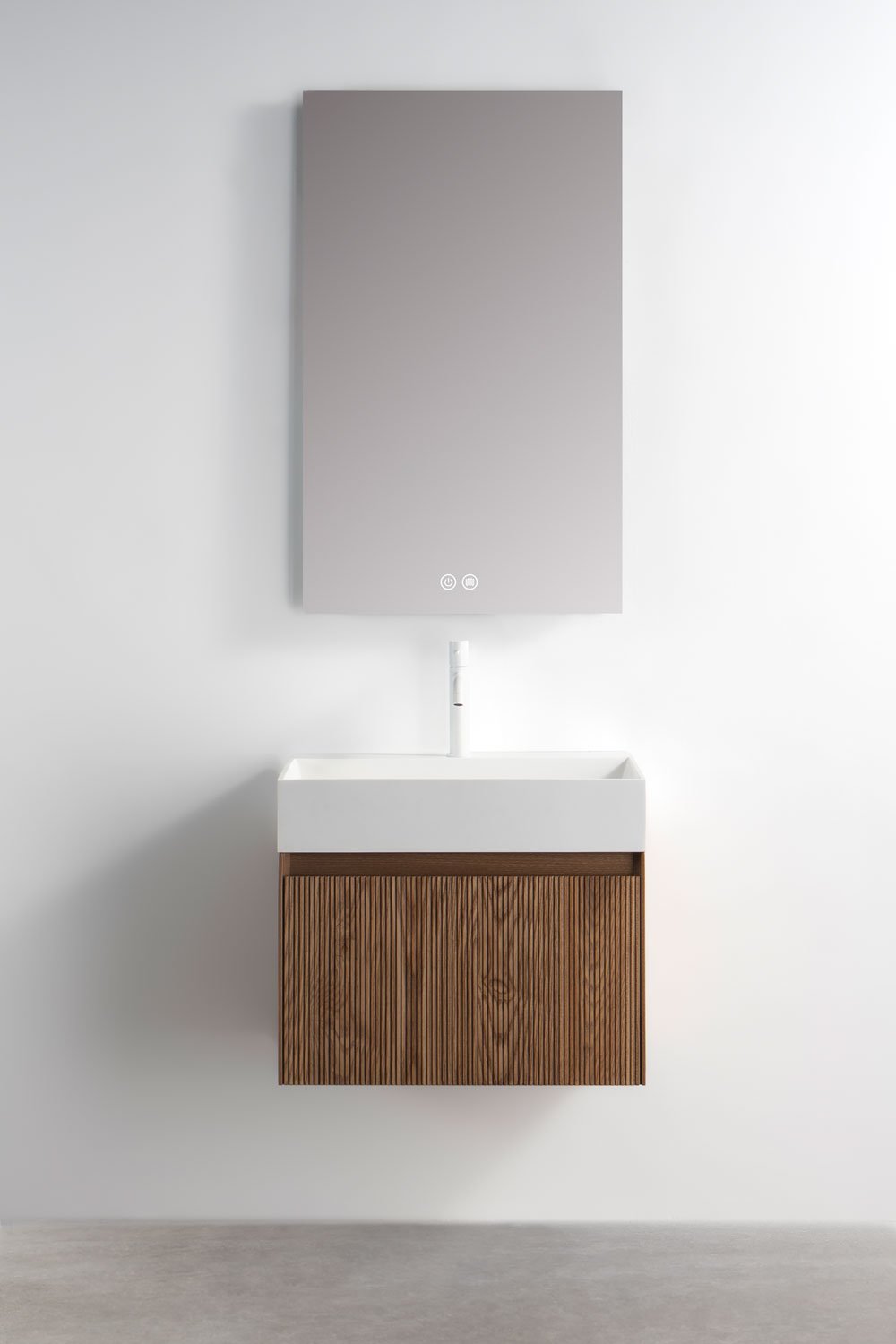 Aldeia wooden bathroom furniture set with integrated sink, gallery image 1