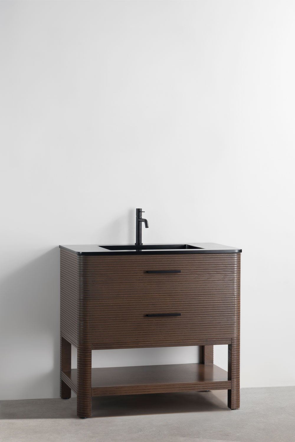 Misene wooden bathroom furniture set with integrated washbasin, gallery image 1