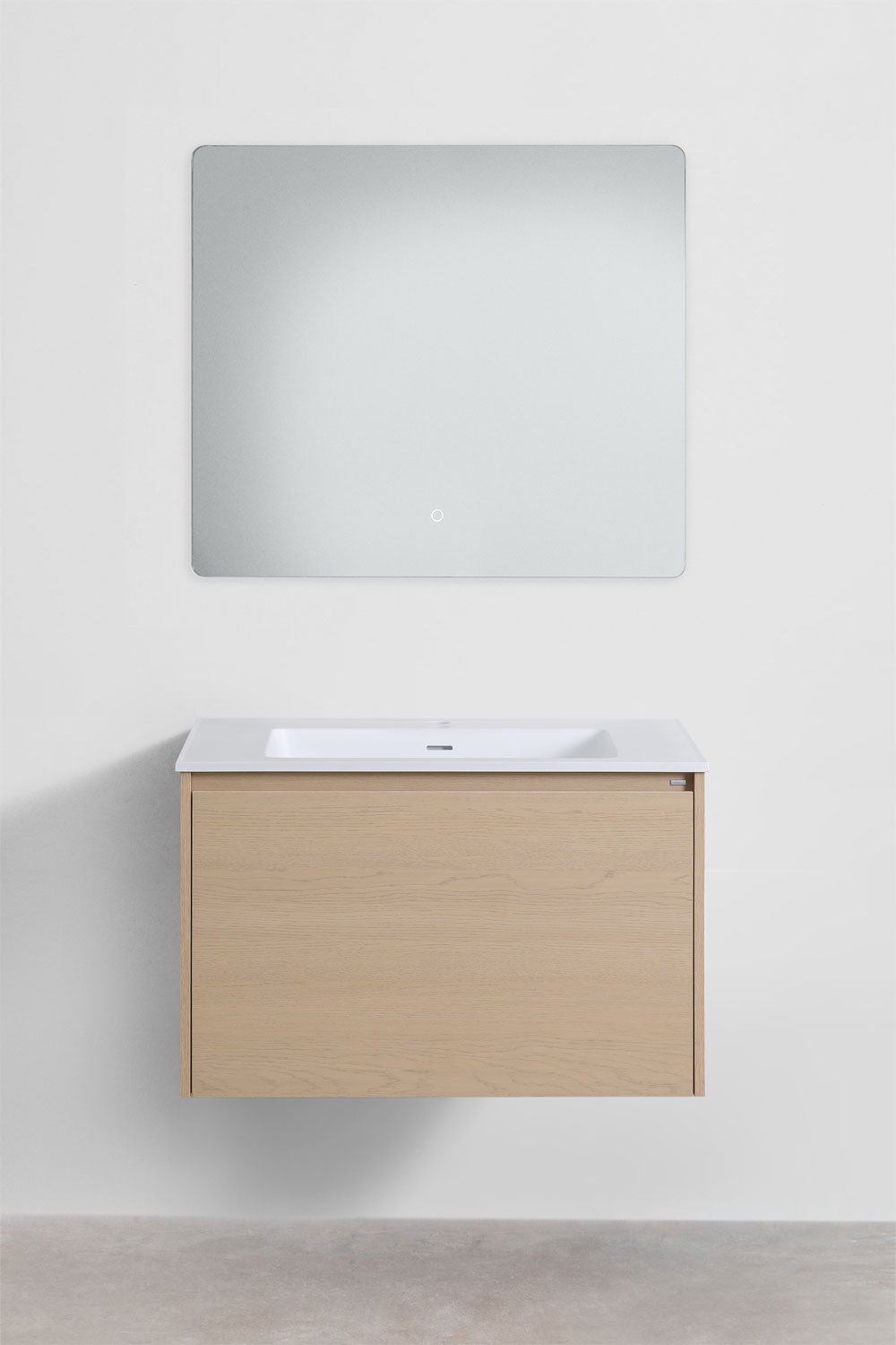 Suspended bathroom furniture set 80x50 cm in wood with integrated Jacob sink, gallery image 2