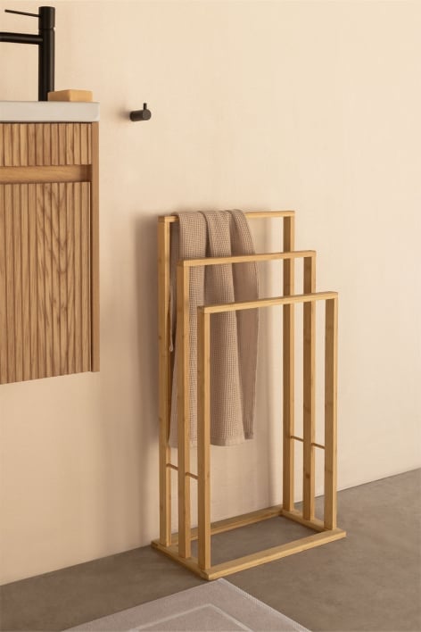 Bamboo Floor Towel Rack Heyki